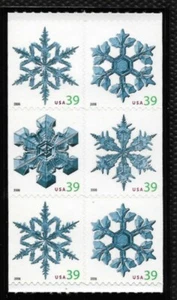 SCOTT 4112c 39 CENT SNOWFLAKES PANE of 6 FROM BOOKLET of 20 MNH FREE SHIPPING - Picture 1 of 1