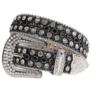 Men Western Rhinestone Studded Belt Punk Cowgirl Cowboy Crystal Belt for Women - Picture 1 of 62