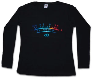 DB Meter II DAMEN LANGARM T-SHIRT Decibel Music Bass Retro Radio Cassette Tape - Picture 1 of 1