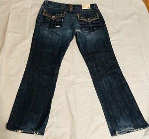 Five Four Men's 36" X 30" Leather Trim Distress Jeans Relax fit Straight - Picture 1 of 22