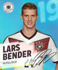 DFB Rewe Sammelkarte Fu&#223;ball WM 2014 Nr. 19 Lars Bender mit Autogramm