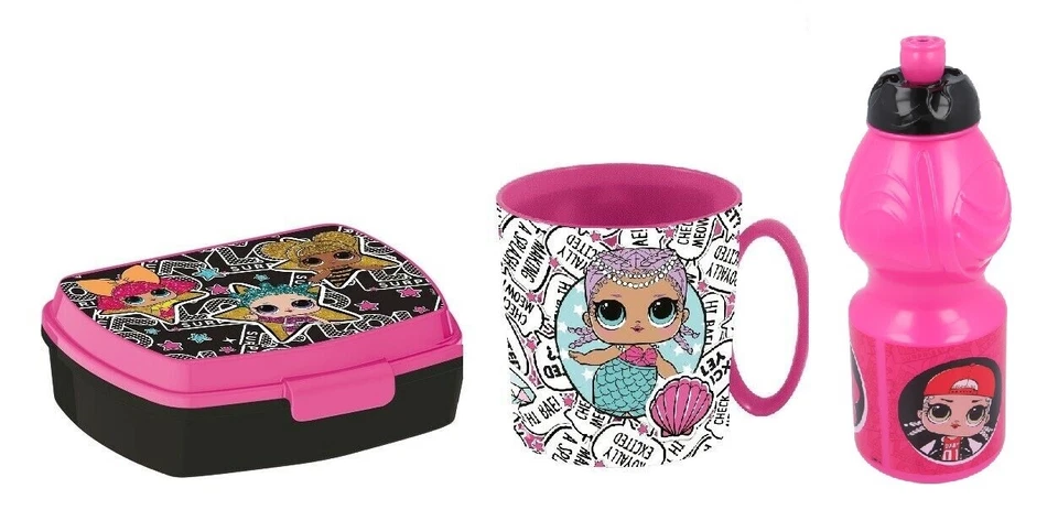 STOR Lol Surprise Set Colazione,Box Portamerenda + Borraccia + Tazza,Scuola,Bambini