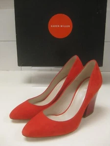 KAREN MILLEN Zapatos de Corte 3 36 Naranja Gamuza Tacón Alto Bloque Inteligente Nuevo Sin Caja - Imagen 1 de 12