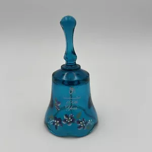 Fenton 100 Year Anniversary Blue 4.5” Hand Painted Bell Signed Blue Scrathes - Picture 1 of 5