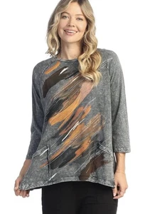 Jess & Jane Damen Opera anthrazit Mineral Wash Tunika Baumwolle Top Plus 1x 20 22W - Bild 1 von 14
