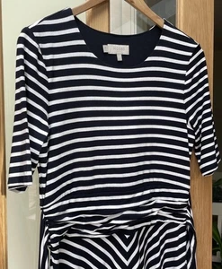 Hobbs Jersey Dress UK10 Navy/White Stripe Knee Length - Picture 1 of 15