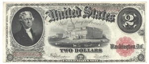 1917 Large Size Two Dollar $2 RED SEAL United States Legal Tender Note - Picture 1 of 2