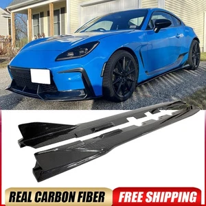 For Toyota GR86 Subaru BRZ 2022UP Real Carbon Side Skirts Extension Lip Spoiler - Picture 1 of 15