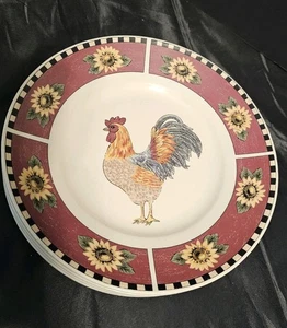Set of 4 Brewster Rooster Gibson China Lunch/Salad Plate Sunflower Country 9" - Picture 1 of 3