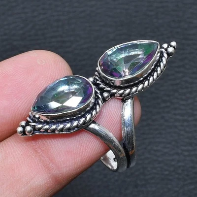 Mystic Rainbow Topaz Handmade Jewelry Ring US Size 9 C640 - Image 1 of 3