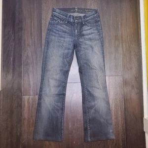Pantalones de mezclilla 7 For All Mankind para mujer 25 cortos cintura alta corte bootcut dobladillo oscuro  - Imagen 1 de 10