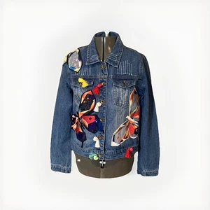 Bagatelle Embellished Butterfly Women’s Denim 100% Cotton Jacket Size L Festival - Picture 1 of 9