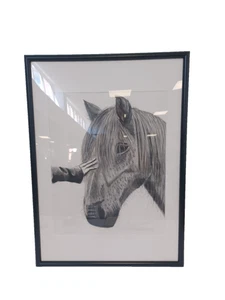 Original Charcoal Drawing - Horse - Framed - Used - Good Condition E4 O167 - Picture 1 of 14