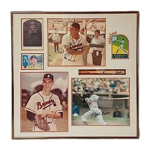 Milwaukee Braves Legends Signed Display Eddie Mathews, Warren Spahn & Hank Aaron - Picture 1 of 10