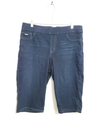 Pantalones Cortos Nine West Mujer Heidi Pull On Skimmer Bermuda Azul Denim Elástico Talla 12  Foto 1 de 4