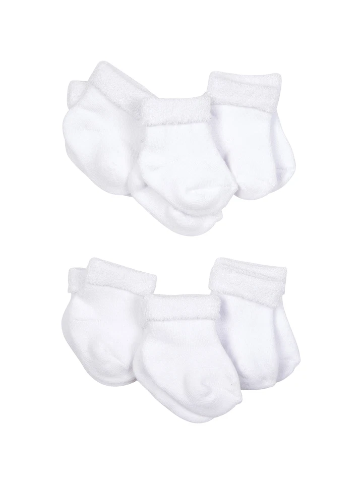 Gerber Unisex Baby 6 Pack Organic Wiggle Proof Socks Various Sizes White Neutral - Image 1 of 1