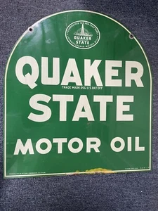 ORIGINAL GRÜNER QUÄKERSTAAT GRABSTEIN DOPPELSEITIGES SCHILD BEMALT METALL - Bild 1 von 2