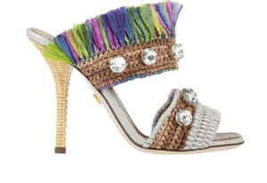Dolce & Gabbana Multicolor Tropical Jungle Sandals Heels Shoes Pumps EU38 UK5 - Picture 1 of 5