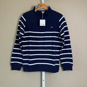 NWT Boys Vineyard Vines for Target Navy Blue Striped 1/4 Zip Sweatshirt, L 12/14 - Picture 1 of 23