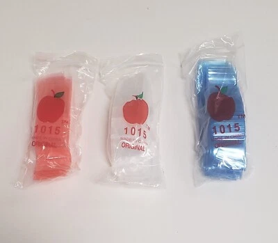 Apple Bags Mini Zip Resealable 1" x 1.5" Red White Blue Baggies 1015 300ct NEW - Image 1 of 4