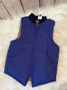 NWT GAPKids Navy Blue Quilted Full Zip Puffer Vest SZ XS - Picture 1 of 5