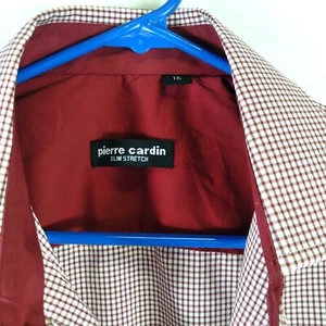 Pierre Cardin Men's Dress Shirt Slim Stretch Fit Burgundy Size 16 New w/o Tags - Picture 1 of 6