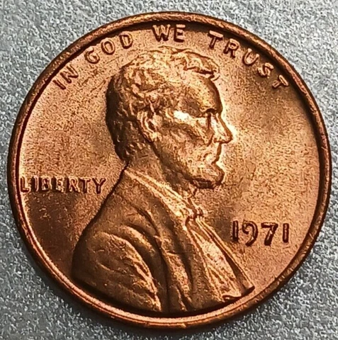 1971 P Brilliant, Red Uncirculated (BU) Lincoln Memorial Cent (Penny) Cover