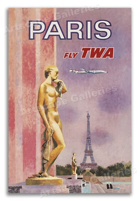 Fly TWA to Paris France - Vintage Air Travel Poster - 16x24 - Image 1 of 3