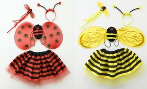 Set vestito coccinella ape fata ala con bacchetta fascia bambini costume finto gioco - Foto 1 di 5