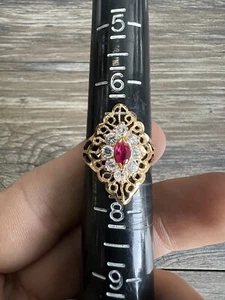 21K Yellow Gold Filigree Ring Size 7.5 - Picture 1 of 9