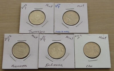 5 State Quarters 2002p (L62P11-15) Uncirculated Mint Quarters from mint set - Image 1 of 4