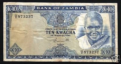 ZAMBIA 10 KWACHA P22 1976 KAUNDA WATER FALL SCARCE AFRICA CURRENCY MONEY NOTE  - Image 1 of 2