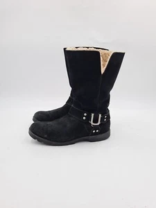 UGG Australia Damen Wildleder Biker-Stiefel Barlow 1003316 Größe 8,5, schwarz, gebraucht, in einwandfreiem Zustand - Bild 1 von 14