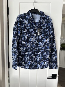 Banana Republic Untuck Slim Fit Dress Shirt Mens L Blue Poplin Cotton - Foto 1 di 10