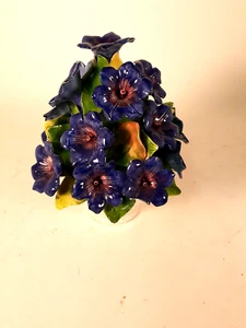 Mid Century Modern Ceramic Vase of Blue Flowers, Italy, 1950s-60s - Picture 1 of 5