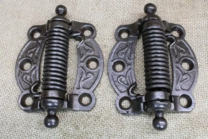 2 Old Screen Door Hinges Antique Victorian Ornate 1880’s Coil Spring Loaded - Picture 1 of 11