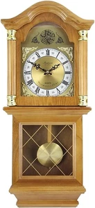 Reloj de Pared Péndulo Oscilante, 26 Pulgadas, Roble Dorado - Imagen 1 de 12