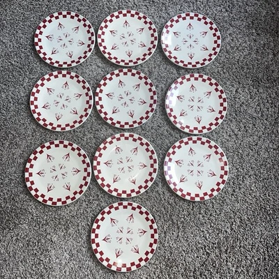"Juego de 10 bordes de tablero a cuadros rojo plato de postre Tender Heart 7""" Foto 1 de 4