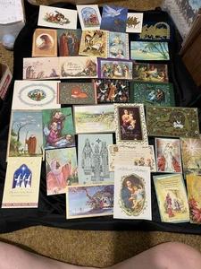 Lot 32 MCM Vintage Greetings Cards Religious Nativity Christmas Card Used - Picture 1 of 18