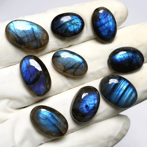 9 Piezas Piedras Preciosas Cabujón Ovalado Labradorita Natural Azul Fuego Alta Calidad 15mm-19mm - Imagen 1 de 10