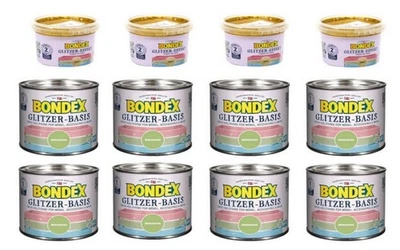 Glitzer-Holzfarbe Möbelfarbe Wandfarbe Bastelfarbe 4L morgentau + 0,5L gold - Bild 1 von 4