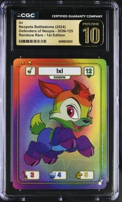 CGC PRISTINE 10 Neopets Battledome TCG Rainbow Ixi 1st Ed. DON-125 RR - Image 1 of 2