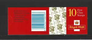 GB 2000 10 x 1st CLASS STAMP BOOKLET HD53a - 9mm BAND - CYLINDER W1 - Picture 1 of 1