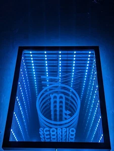 Scorpio Zodiac LED Infinity Mirror Wall Clock Modern Art Birth Sign Astrology - Picture 1 of 14