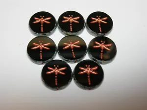 8 17mm Czech Glass Black Travertine with Copper Dragonfly Coin Beads - Picture 1 of 1