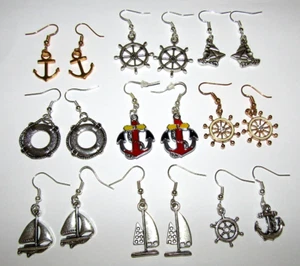 Nautical themed earrings boats anchors ships wheel lots of choice fast UK post - Picture 1 of 30