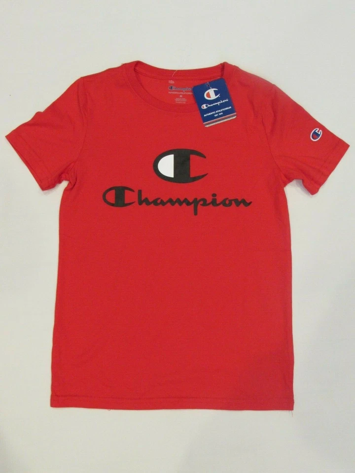 NEW BOYS’ CHAMPION S/S SHIRT, RED, SIZE MEDIUM - Image 1 of 1