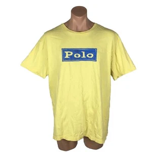 Camiseta Polo Y2k De Colección Años 90 por Ralph Lauren POLO Spellout Amarilla XL HECHA EN EE. UU. - Imagen 1 de 8