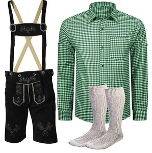 Homme Ensemble Folk Court Bavarois Pantalon Gr. 46 Jusqu'À 62 Vert Chemise Avec - Imagen 1 de 11