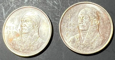 2x México 1950 Peso Plata - Hermoso Sin Circular Foto 1 de 4